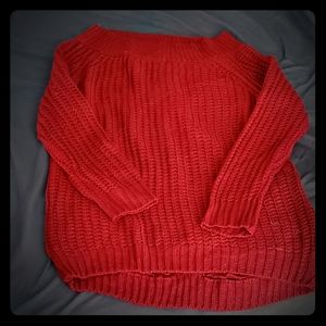 Red Distressed Sweater